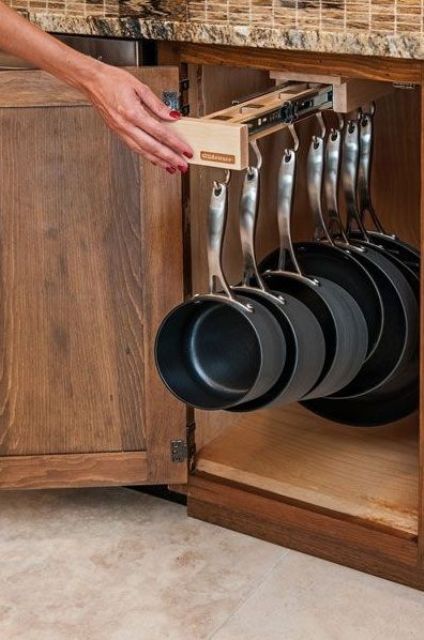 Cool Kitchen Pots And Lids Storage Ideas