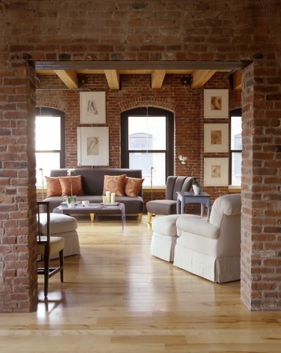 77 Cool Living Rooms With Brick Walls - DigsDigs