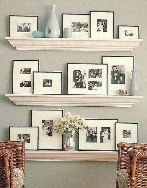 46 Cool Ways To Use Picture Ledges For Home Décor Digsdigs - Black And White Family Photo Wall Ideas