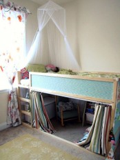 IKEA Kura bed hack with a wallpaper and a canopy