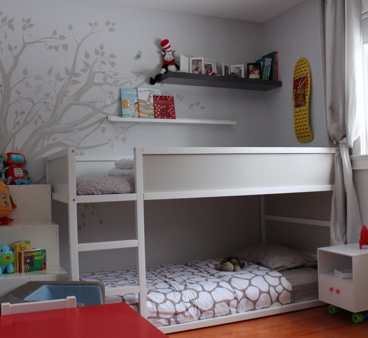 White gray IKEA Kura for a neutral kids room