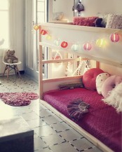Scandinavian-like kids room with a IKEA Kura bed
