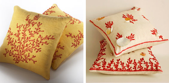 Coral Inspired Linen Pillows