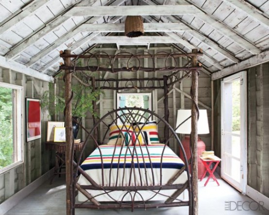 Cottage Style Bedroom With A Twig Bed