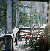 a cozy rustic winter terrace