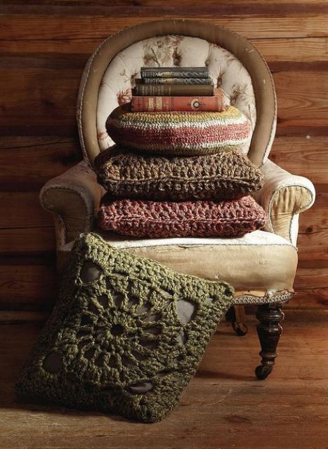 pretty and lovely crocheted pillow covers are amazing to give your space a vintage feel and a cool cozy touch
