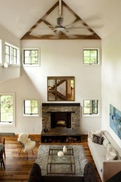a simple neutral living room design in a barn