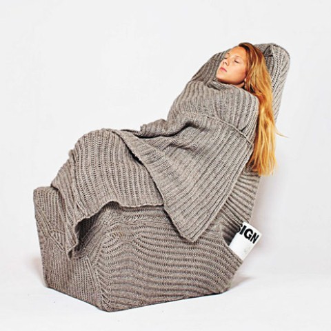 Cozy And Warm Armchair With A Woolen Blanket