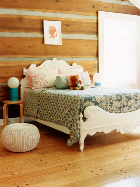 Cozy Girl Room With Rough Wood Walls