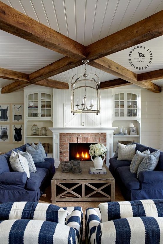 Cozy Living Room Designs With Exposed Wooden Beams