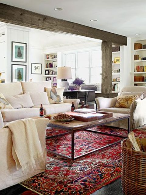 Cozy Living Room Designs With Exposed Wooden Beams
