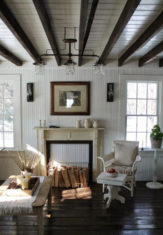 36 Cozy Living Room Designs With Exposed Wooden Beams - DigsDigs