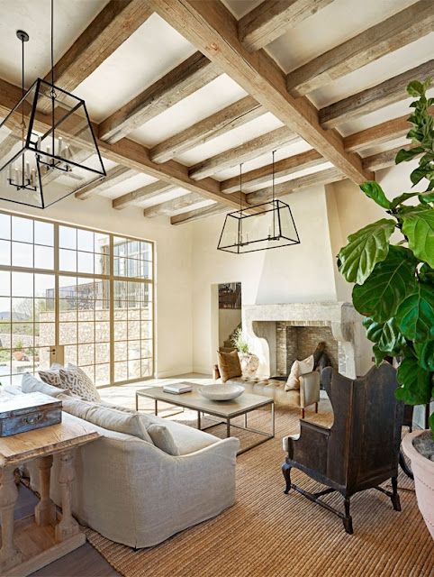 Cozy Living Room Designs With Exposed Wooden Beams