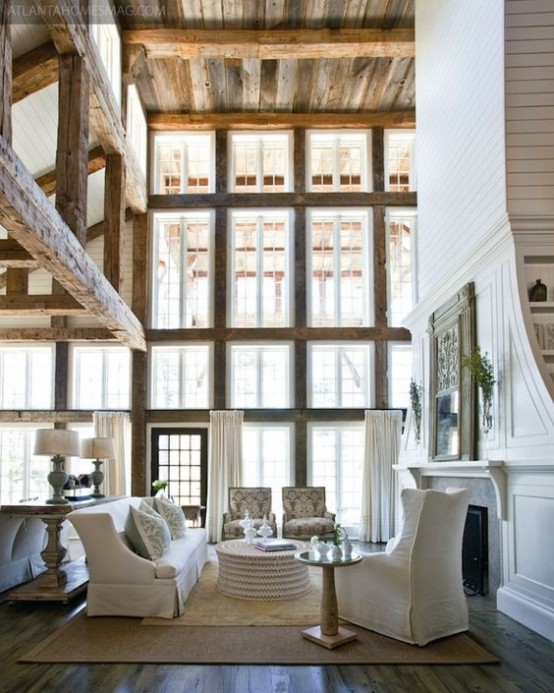 Cozy Living Room Designs With Exposed Wooden Beams