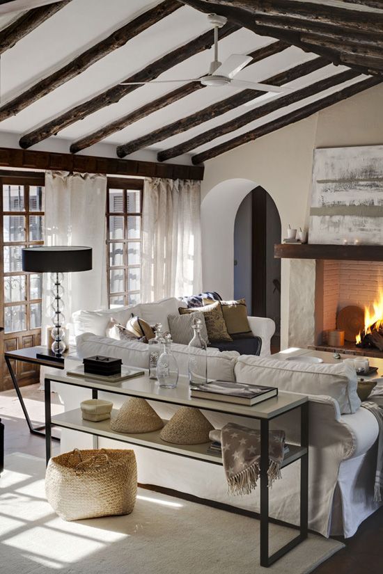 36 Cozy Living Room Designs With Exposed Wooden Beams - DigsDigs