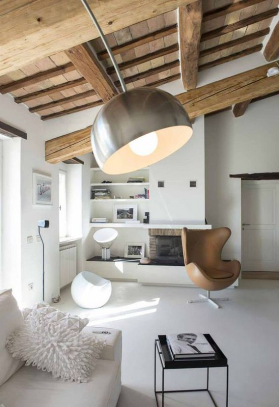 Cozy Living Room Designs With Exposed Wooden Beams