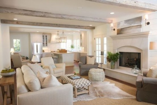 Cozy Living Room Designs With Exposed Wooden Beams