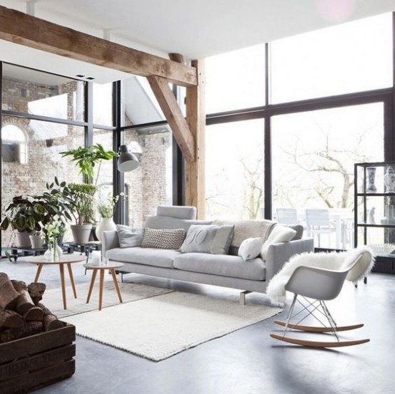 Cozy Living Room Designs With Exposed Wooden Beams