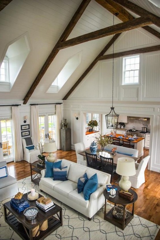Cozy Living Room Designs With Exposed Wooden Beams
