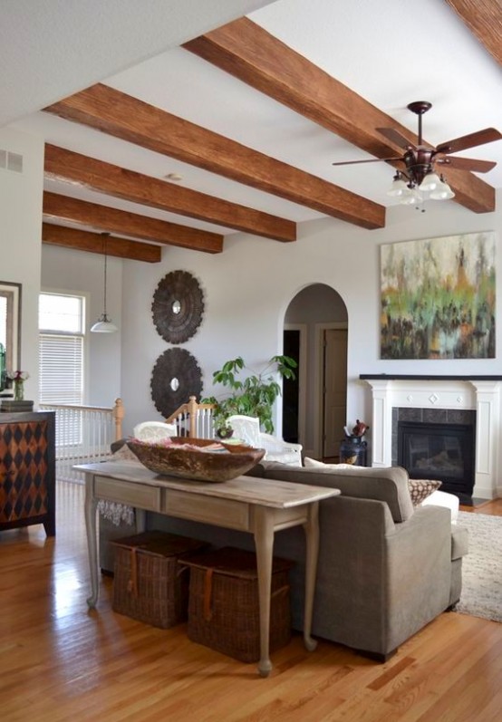 36 Cozy Living Room Designs With Exposed Wooden Beams Digsdigs