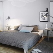 a taupe bedroom design in nordic style