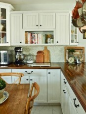 a rich stained wooden kitchen countertop is a timeless idea that brings warmth and coziness to any space