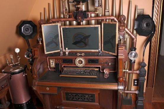 28 Crazy Steampunk Home Office Designs Digsdigs Crazy Steampunk Home Offices