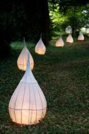 lamps with onion-shaped paper lampshades will make the light more intimate and delicate and will attract bugs