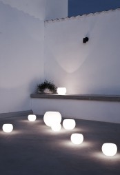 simple and cute modern outdoor lamps shaped as bowls are amazing for illuminating a modern outdoor space, you can get multiple to enjoy