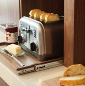 a retractable shelf with a toaster is a pretty idea for those who love toasts for breakfast