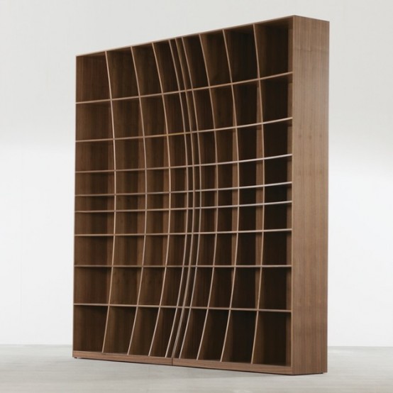 Creative Sculptural Bookcase In Two Halves