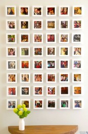 a fun gallery wall of Instagram photos in matching white frames is a stylish idea with your favorite pics