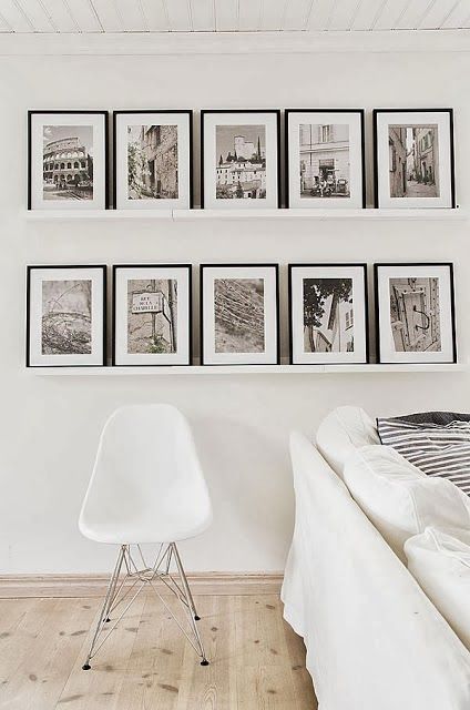 blanco y negro en marcos negros es una decoración muy elegante para cualquier espacio contemporáneo