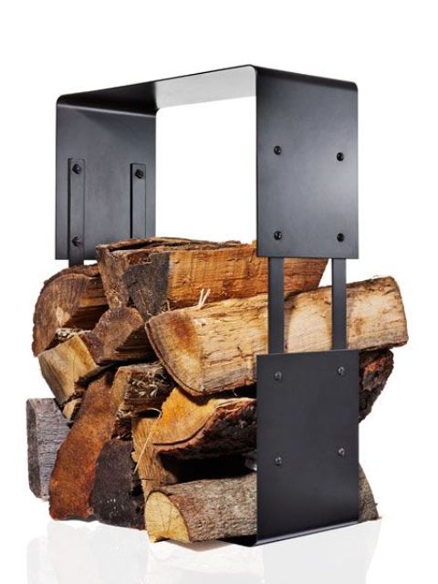 a modern metal firewood holder is a stylish idea for a modern interior or a contemporary space and it looks rather rough