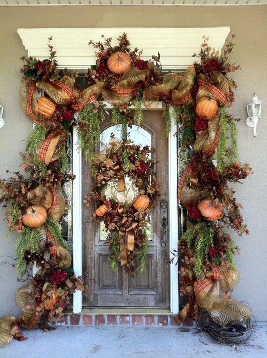 Adding a bunch of spruce twigs could make a transition of your front door decor from Autumn to Winter easier.