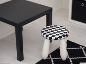 a white IKEA Mammut stool with a bold checked cover is a cool idea and this cover it easy to make or change