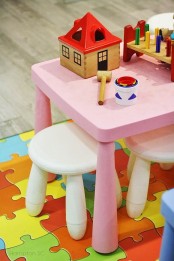 offer IKEA Mammut stools as chairs for a playspace or just a kid’s room to try