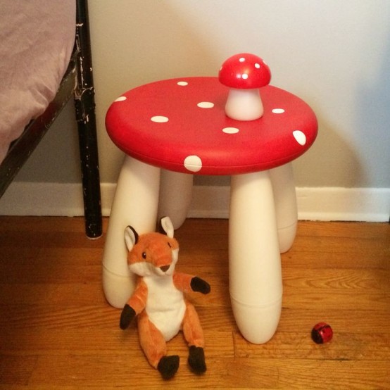 paint your IKEA Mammut stool to look like a mushroom - you don't need any covers when you can use some paint