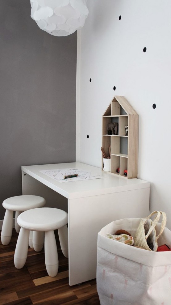 finish your minimalist kids' space with white IKEA Mammut stools to make them cooler