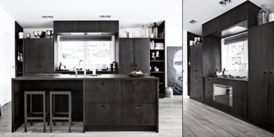 Dark Natural Wood Kitchen Collection