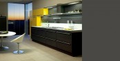 dark oak glossy yellow kitchen sistema zeta
