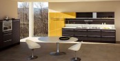 dark oak glossy yellow kitchen