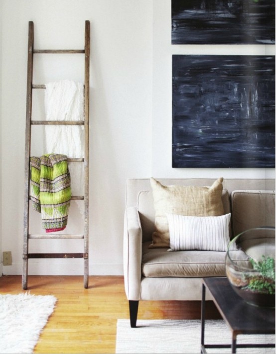 ladders decor ladder space digsdigs functions saving charm living rooms inspiring interior wooden rustic stairs es hang decorations décor idea