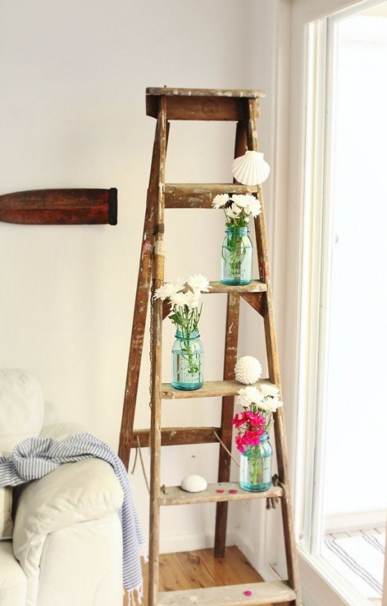 36 Decor Ideas With Ladders Vintage Charm With Space Saving Functions Digsdigs