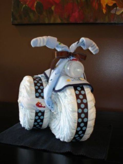 diapers motorcycle for a boy baby shower