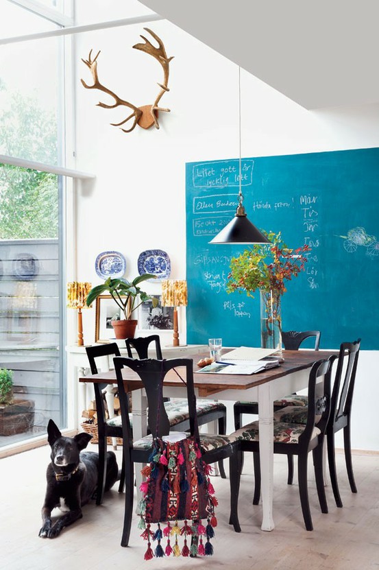 Dining Area With A Virant Wall Chalkboard