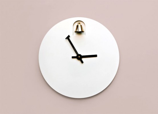 Dinn A Minimalist Clock With A Brass Bell