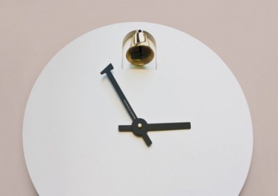 Dinn A Minimalist Clock With A Brass Bell