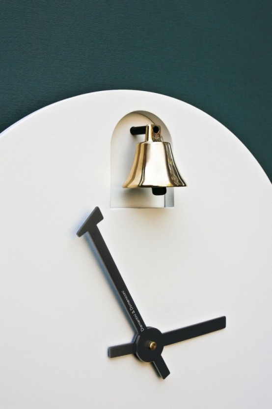 Dinn A Minimalist Clock With A Brass Bell