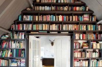 a practical book storage in an attic room